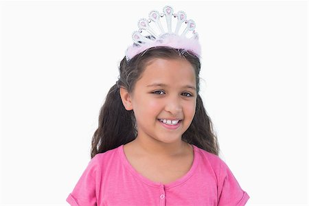 simsearch:400-06890095,k - Little girl wearing tiara for a party on white background Stock Photo - Budget Royalty-Free & Subscription, Code: 400-06890096