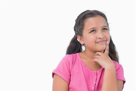 simsearch:400-06890095,k - Thoughtful little girl on white background Stock Photo - Budget Royalty-Free & Subscription, Code: 400-06890099