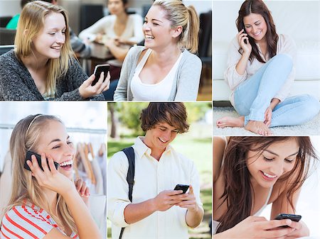 Collage of various people using their mobile phone Stock Photo - Budget Royalty-Free & Subscription, Code: 400-06890618