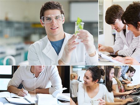 fair - Collage of students doing chemistry at the university Photographie de stock - Aubaine LD & Abonnement, Code: 400-06890638