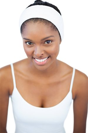 simsearch:400-06890736,k - Smiling woman wearing white headband on white background Stock Photo - Budget Royalty-Free & Subscription, Code: 400-06890786