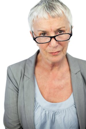 Mature woman wearing glasses on white background Stock Photo - Budget Royalty-Free & Subscription, Code: 400-06890830