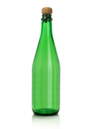stopper - Green Empty Glass Bottle With Cork Stopper On White Background Stock Photo - Budget Royalty-Free & Subscription, Code: 400-06891666
