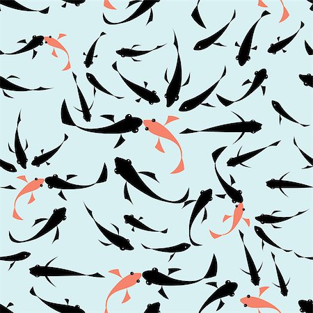 simsearch:400-06881290,k - Seamless graphic pattern of small fish on a blue background Stockbilder - Microstock & Abonnement, Bildnummer: 400-06891673