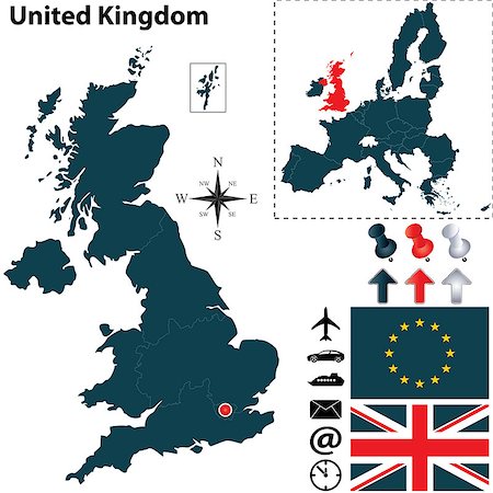 simsearch:400-08198206,k - Vector of United Kingdom set with detailed country shape with region borders, flags and icons Photographie de stock - Aubaine LD & Abonnement, Code: 400-06891742