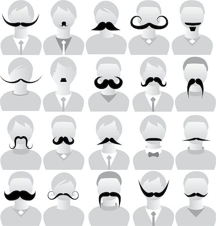 Moustaches set mustache icons isolated set movember, costume party on man face. Body template for fun social communication vector. Stock Photo - Budget Royalty-Free & Subscription, Code: 400-06891969