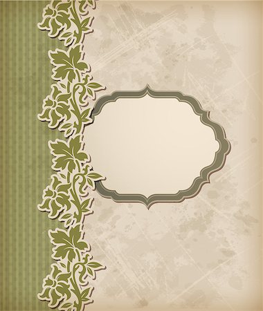 simsearch:400-08132574,k - Vintage green vector background and floral ornament Stockbilder - Microstock & Abonnement, Bildnummer: 400-06892115