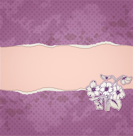 simsearch:400-08132574,k - Vintage violet vector background with torn paper and flowers Stockbilder - Microstock & Abonnement, Bildnummer: 400-06892118