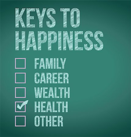 health. keys to happiness illustration design over a blackboard Stock Photo - Budget Royalty-Free & Subscription, Code: 400-06892352
