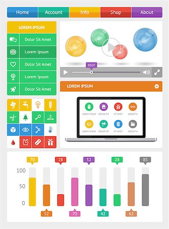 simsearch:400-06867961,k - Ui, infographics and web elements including flat design. EPS10 vector illustration. Stock Photo - Budget Royalty-Free & Subscription, Code: 400-06892422