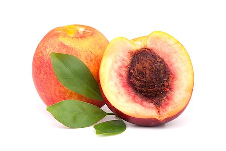 Fresh peaches isolated on white background Stock Photo - Budget Royalty-Free & Subscription, Code: 400-06914002