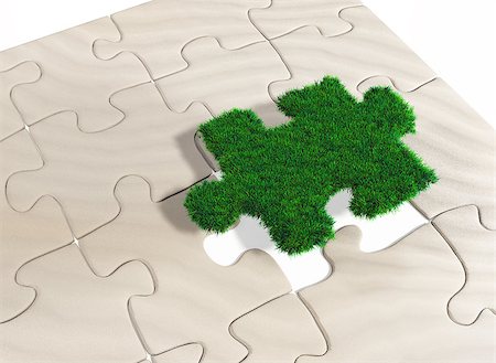 simsearch:400-06928460,k - a last missing puzzle piece made of grass is going to be inserted in a puzzle made of sand Stock Photo - Budget Royalty-Free & Subscription, Code: 400-06914403