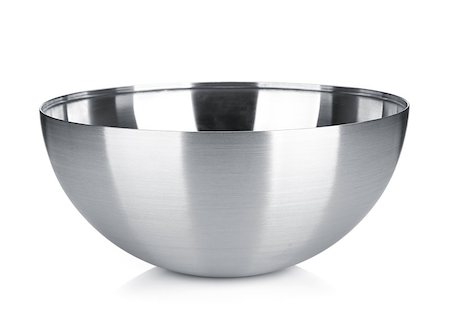 simsearch:400-06914473,k - Stainless steel bowl. Isolated on white background Foto de stock - Royalty-Free Super Valor e Assinatura, Número: 400-06914588