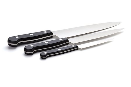 simsearch:400-05895238,k - Three kitchen knives. Isolated on white background Stockbilder - Microstock & Abonnement, Bildnummer: 400-06914623