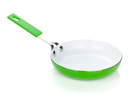 simsearch:400-07465200,k - Green colored frying pan. Isolated on white background Stock Photo - Budget Royalty-Free & Subscription, Code: 400-06914656