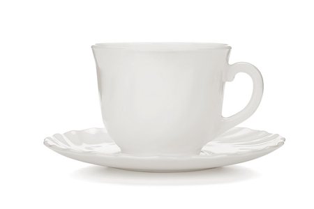 simsearch:628-02615924,k - Tea cup with saucer. Isolated on white background Foto de stock - Royalty-Free Super Valor e Assinatura, Número: 400-06914695