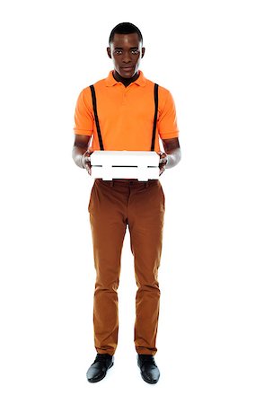 postbote (männlich) - Full length portrait of delivery boy with pizza isolated over white Stockbilder - Microstock & Abonnement, Bildnummer: 400-06914918