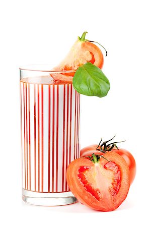 simsearch:400-06915457,k - Fresh tomato juice with basil isolated on white background Photographie de stock - Aubaine LD & Abonnement, Code: 400-06915343