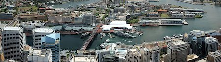 sydney tower - Panoramic top view of Sydney. Darling Harbor Stock Photo - Budget Royalty-Free & Subscription, Code: 400-06915732