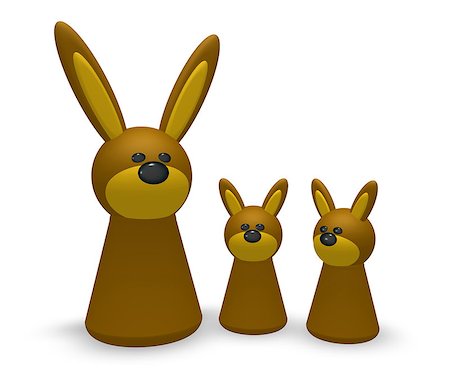 simsearch:400-06866996,k - rabbit family token on white background - 3d illustration Foto de stock - Super Valor sin royalties y Suscripción, Código: 400-06916240