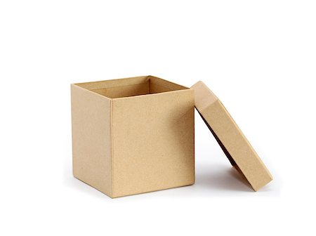 Empty cardboard box and cover on white background Stock Photo - Budget Royalty-Free & Subscription, Code: 400-06916304