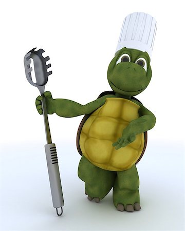 simsearch:400-05384268,k - 3D render of a tortoise chef with pasta spoon Photographie de stock - Aubaine LD & Abonnement, Code: 400-06916466