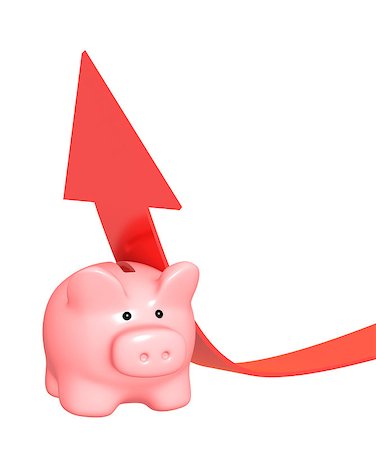 excel - Piggy bank and red arrow. Isolated over white Stock Photo - Budget Royalty-Free & Subscription, Code: 400-06916527