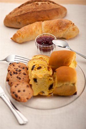 simsearch:400-05079087,k - bread butter and jam classic European breakfast Stock Photo - Budget Royalty-Free & Subscription, Code: 400-06916555