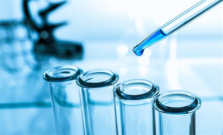 simsearch:400-06916693,k - pipette and test tube on blue Stock Photo - Budget Royalty-Free & Subscription, Code: 400-06916694