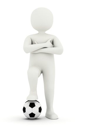 3d man standing with arms folded and holding foot in soccer ball Stock Photo - Budget Royalty-Free & Subscription, Code: 400-06917193