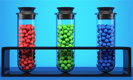 simsearch:632-01140524,k - Test tube with red, green and blue spheres on blue background. 3d illustration Photographie de stock - Aubaine LD & Abonnement, Code: 400-06917286