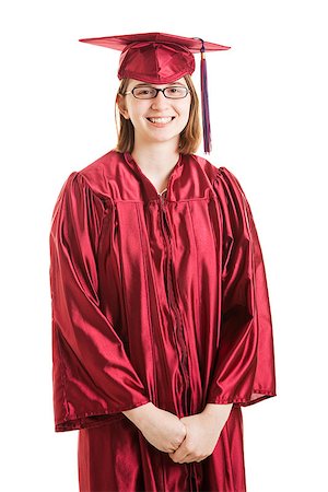 Portrait of proud female high school graduate, isolated on white background. Stock Photo - Budget Royalty-Free & Subscription, Code: 400-06917355