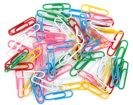 simsearch:400-04352523,k - Colored paper clips. Isolated on white Stock Photo - Budget Royalty-Free & Subscription, Code: 400-06917397