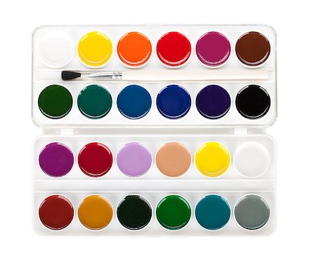 simsearch:400-07098525,k - Paint palette with brush. Isolated on white background Foto de stock - Super Valor sin royalties y Suscripción, Código: 400-06917428