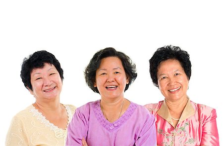 Group of seniors. Three Asian senior women smiling happily isolated on white background. Stock Photo - Budget Royalty-Free & Subscription, Code: 400-06918082