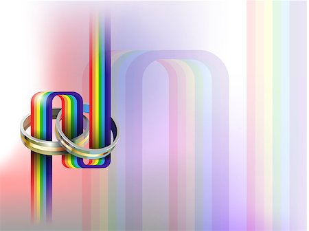 vector wedding rings on rainbow path, eps10 file, gradient mesh and transparency used, Stock Photo - Budget Royalty-Free & Subscription, Code: 400-06918125