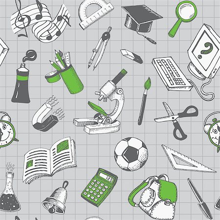 sketchy - School And Education Seamless Pattern Doodles Vector Stock Photo - Budget Royalty-Free & Subscription, Code: 400-06918120