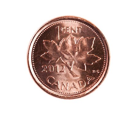 A brand new 2012 shiny Canadian one cent coin with the national symbol, the maple leaf. Stock Photo - Budget Royalty-Free & Subscription, Code: 400-06918145