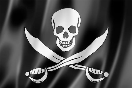 Pirate flag, Jolly Roger, three dimensional render, satin texture Stock Photo - Budget Royalty-Free & Subscription, Code: 400-06918311