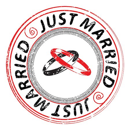 simsearch:400-04284156,k - Just married retro stamp with two rings isolated on white Photographie de stock - Aubaine LD & Abonnement, Code: 400-06918372