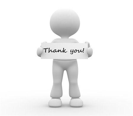 3d people - man, person holding thank you board. Stockbilder - Microstock & Abonnement, Bildnummer: 400-06918480