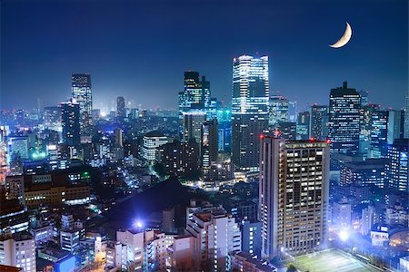 scenes of moon in night - Tokyo cityscape at the Roppongi District. Stock Photo - Budget Royalty-Free & Subscription, Code: 400-06918670