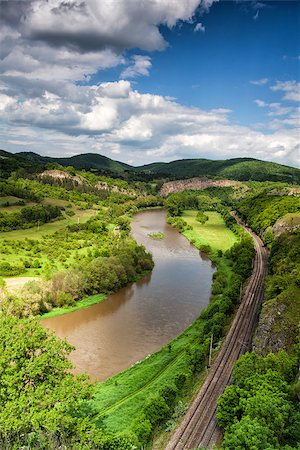 simsearch:400-06918860,k - View from the hill into the valley with the Berounka river Stock Photo - Budget Royalty-Free & Subscription, Code: 400-06918817