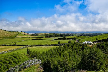 The volcanic hills on Sao Miguel island, Azores, Portugal Stock Photo - Budget Royalty-Free & Subscription, Code: 400-06918860