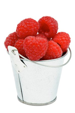 simsearch:400-08020671,k - Perfect Ripe Raspberries in Tin Bucket isolated on white background Stock Photo - Budget Royalty-Free & Subscription, Code: 400-06918881