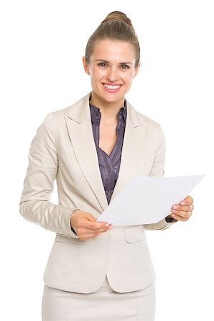 simsearch:400-06139245,k - Portrait of smiling business woman with document Foto de stock - Royalty-Free Super Valor e Assinatura, Número: 400-06919008