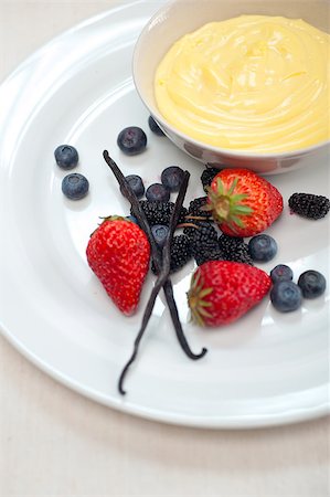 eggs milk - home made custard pastry cream and fresh  berries with vanilla seeds stick Stock Photo - Budget Royalty-Free & Subscription, Code: 400-06919310