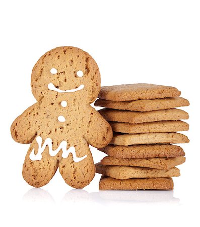 Gingerbread man and cookies. Isolated on white background Stock Photo - Budget Royalty-Free & Subscription, Code: 400-06919935