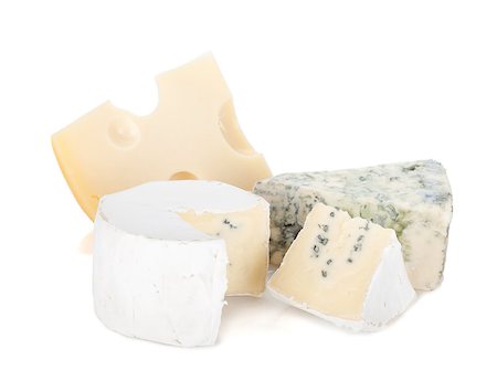 simsearch:400-06919923,k - Various types of cheeses. Isolated on a white background. Stockbilder - Microstock & Abonnement, Bildnummer: 400-06919956