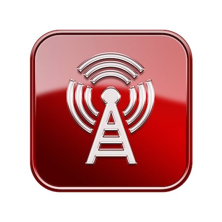 simsearch:400-07570955,k - WI-FI tower icon glossy red, isolated on white background Stock Photo - Budget Royalty-Free & Subscription, Code: 400-06911064